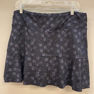 Denise Cronwall tennis skort, XL, black with pattern, 16 inches
